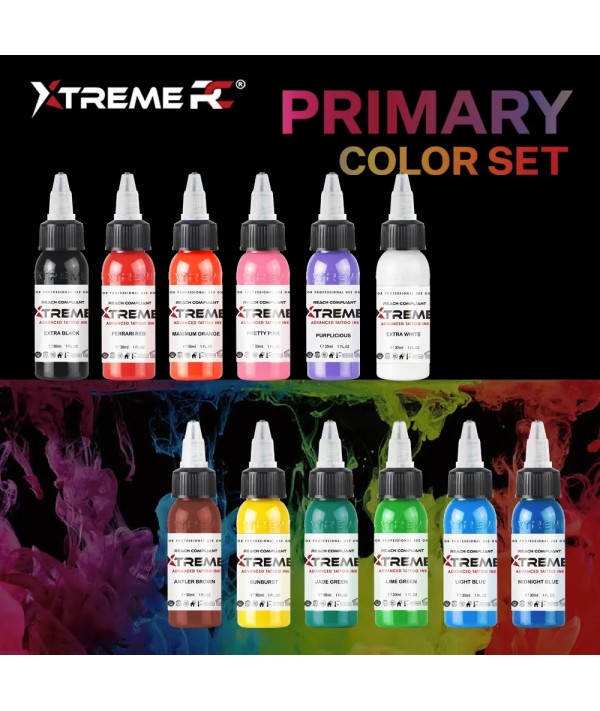 Xtreme Ink - 12 Color Basic Set - 12x30ml (Reach 2023) - Kwadron Tattoo  Needles and Supplies