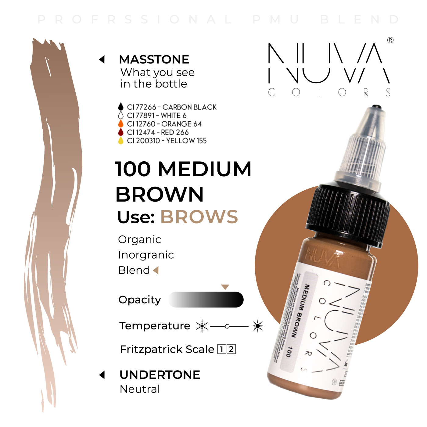 Nuva Colors - 100 Medium Brown - 15ml (Reach 2023 Nuva Colors - 100 Medium Brown - 15ml (Reach 2023