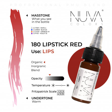 Nuva Colors - 180 Lipstick Red - 15ml (Reach 2023