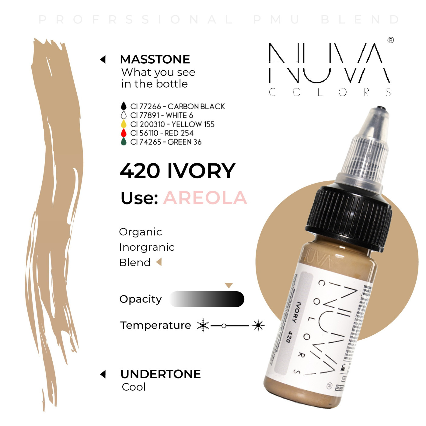 Nuva Colors - Areola - 420 Ivory - 15ml (Reach 2023 Nuva Colors - Areola - 420 Ivory - 15ml (Reach 2023