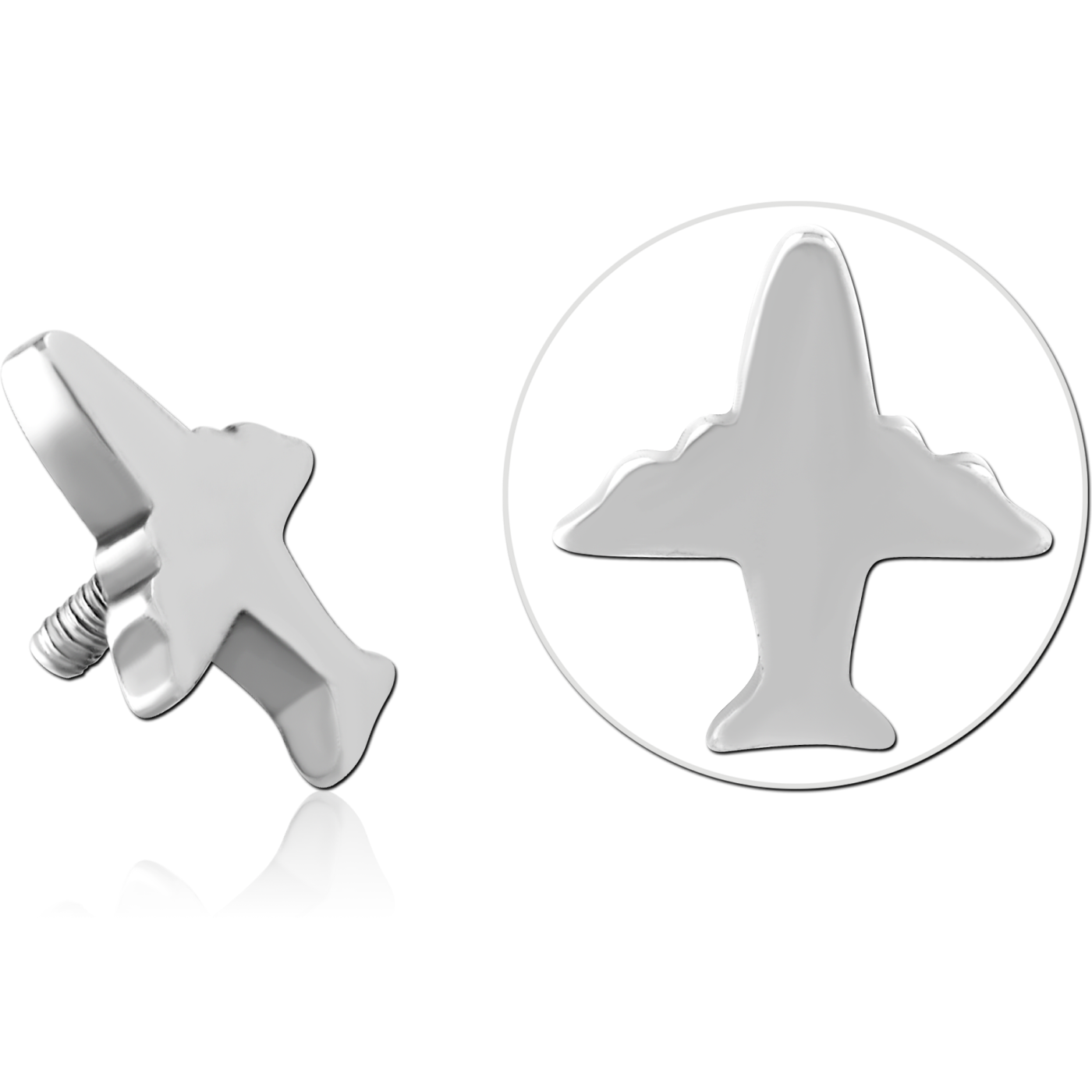 Airplane - threaded pins - silver (1.2)