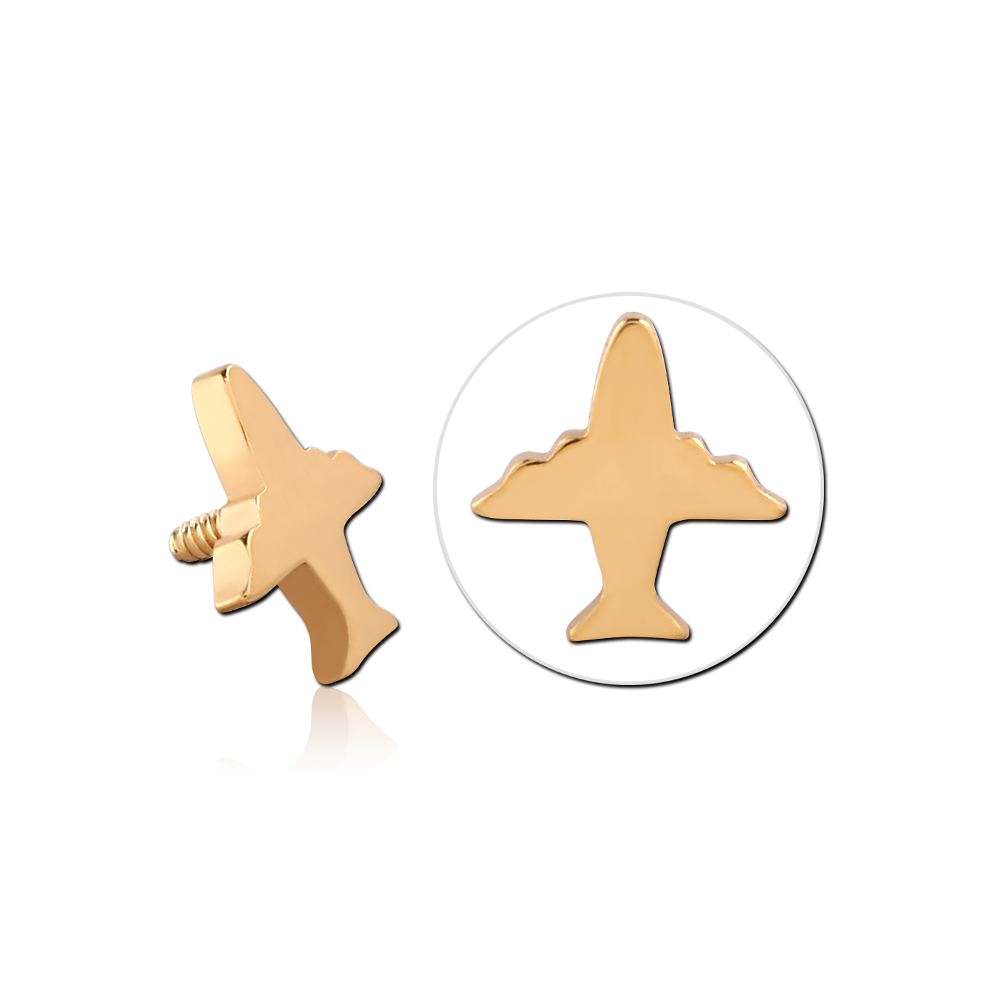 Airplane - threaded pins - gold (1.2) Airplane - threaded pins - gold (1.2)