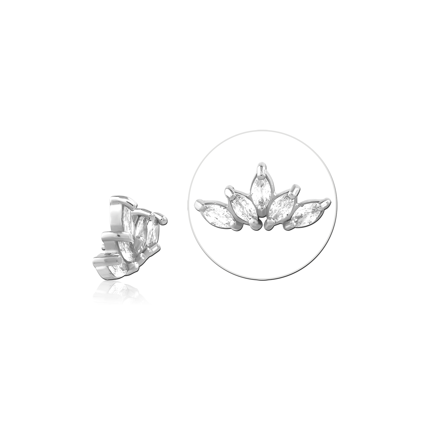 5 eyes with zircons - threaded pins - silver (1.2) 5 eyes with zircons - threaded pins - silver (1.2)