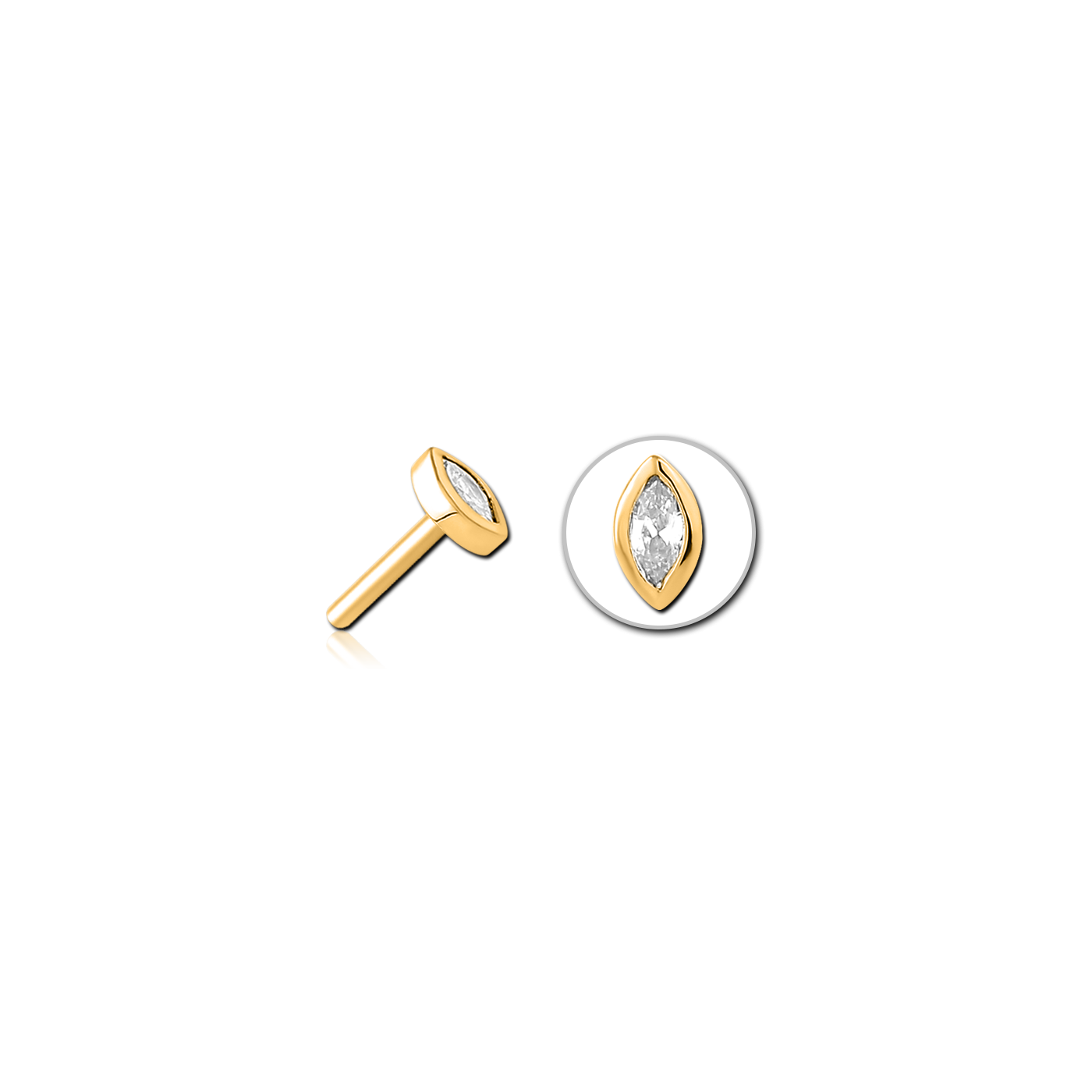 Eye with zirkons - push in pins - gold (0.46 - 5.0)
