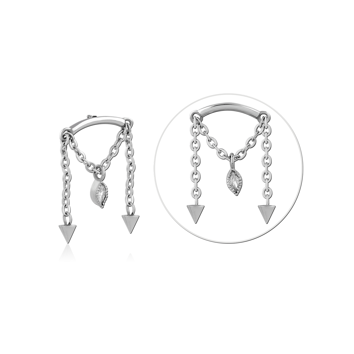Arch with chains ended with arrows - threaded pins - silver (1.2) Arch with chains ended with arrows - threaded pins - silver (1.2)