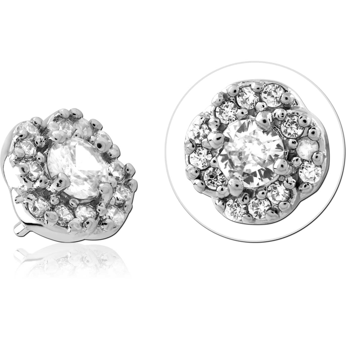Flower of zirconia - threaded pins - silver (1.2) Flower of zirconia - threaded pins - silver (1.2)