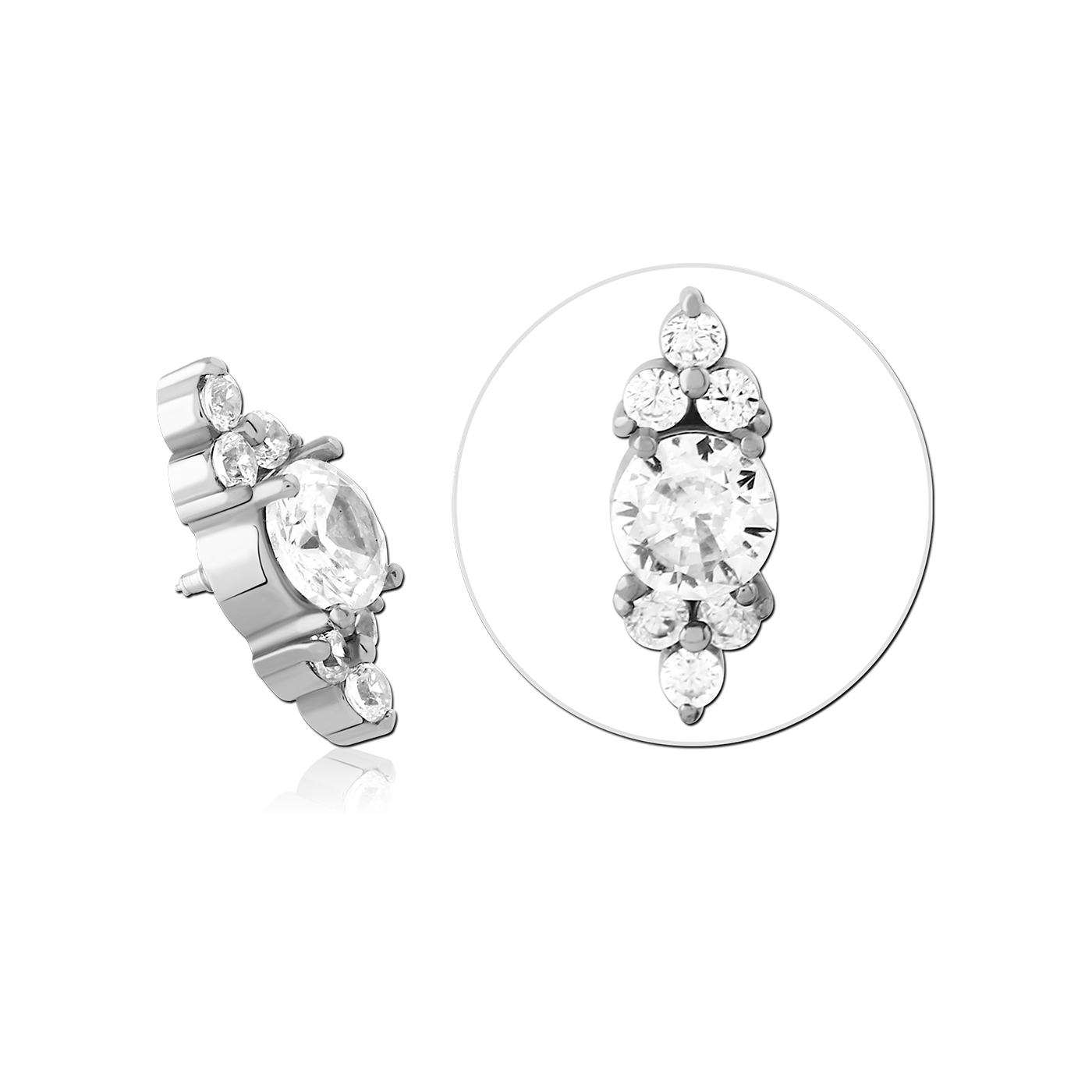 7 zircons - threaded pins - silver (1.2) 7 zircons - threaded pins - silver (1.2)