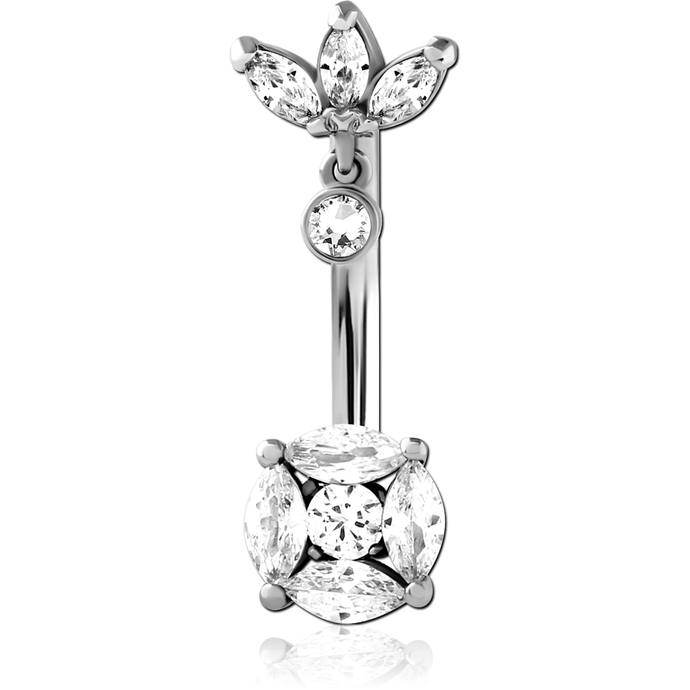 Ball with zircons - Navel earring - silver (1.6 - 10.0) Ball with zircons - Navel earring - silver (1.6 - 10.0)