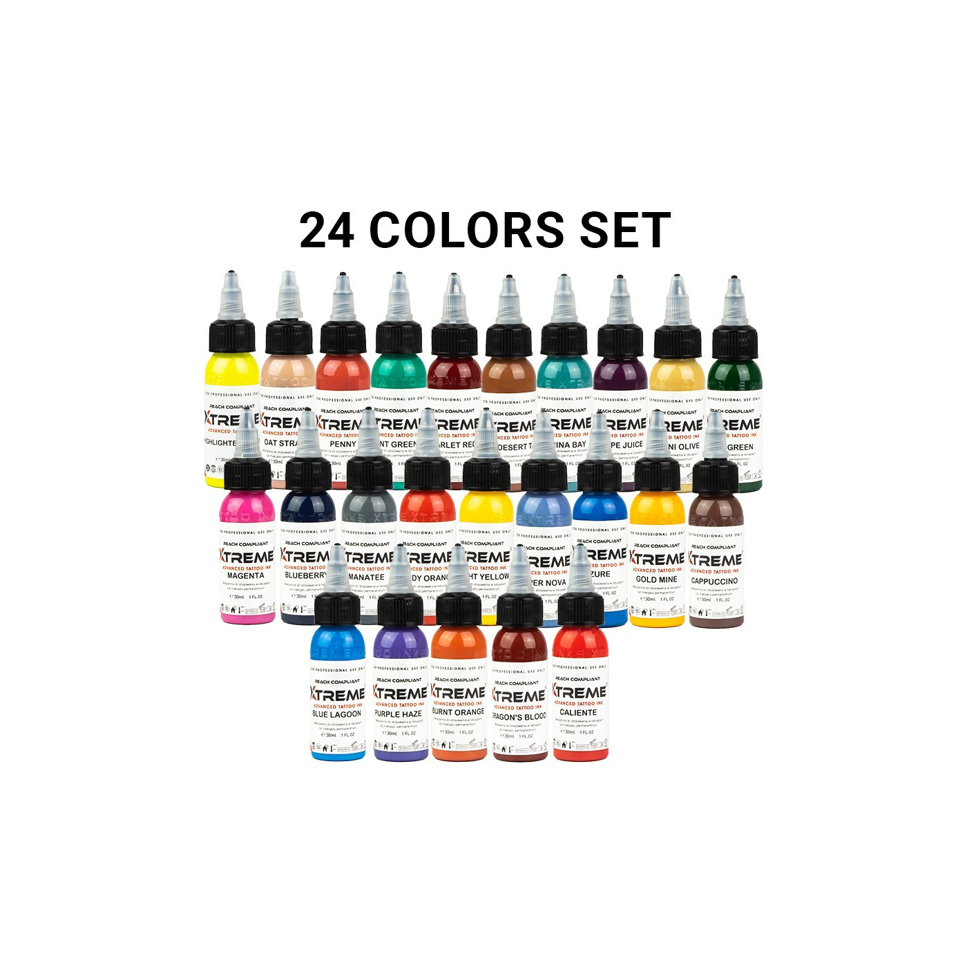 Xtreme Ink - 24 Color Complementary Set - 24x30ml (Reach Compliant) Xtreme Ink - 24 Color Complementary Set - 24x30ml (Reach Compliant)