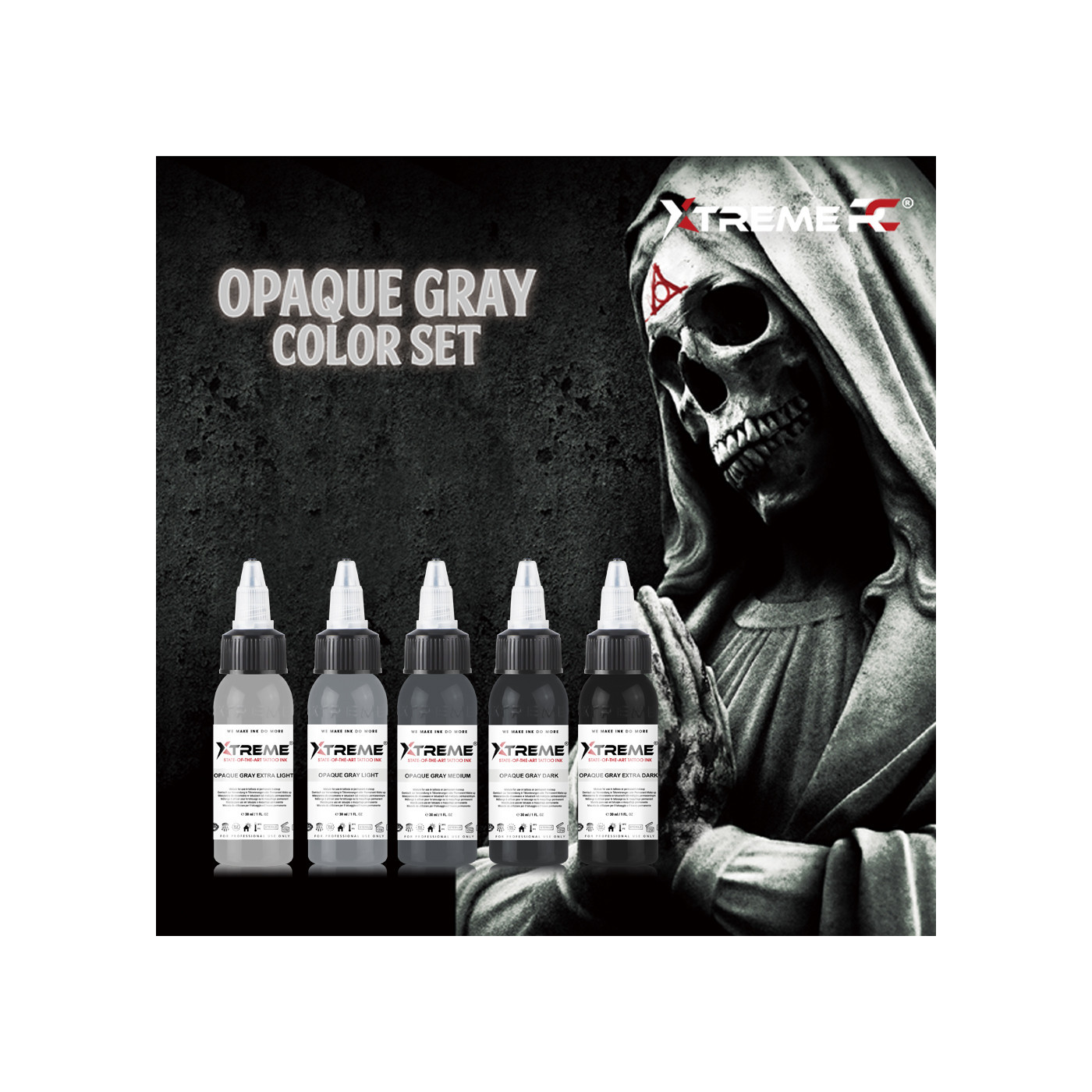 Xtreme Ink - Opaque Gray Set - 5x30ml (Reach Compliant) Xtreme Ink - Opaque Gray Set - 5x30ml (Reach Compliant)