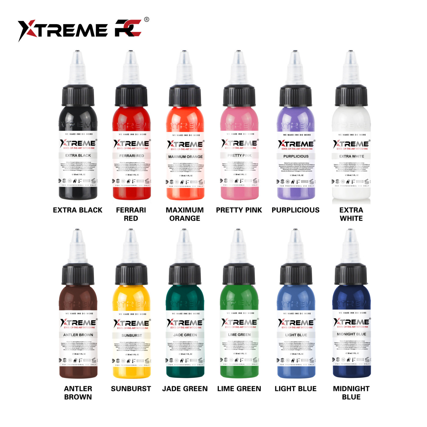 Xtreme Ink - 12 Color Basic Set - 12x30ml (Reach Compliant) Xtreme Ink - 12 Color Basic Set - 12x30ml (Reach Compliant)