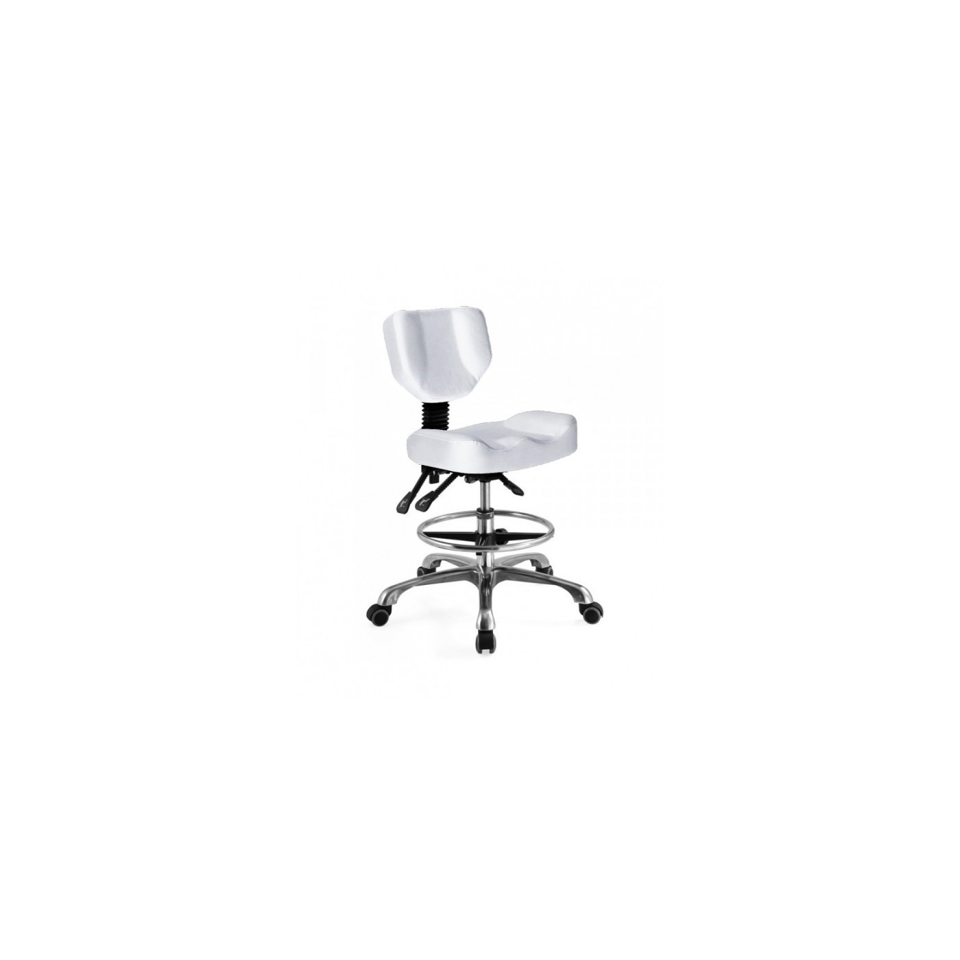 BRICK White rotary stool with backrest BRICK White rotary stool with backrest