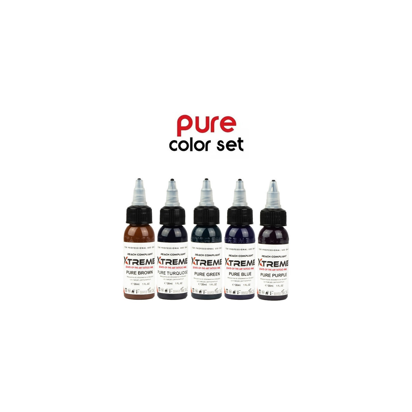 Xtreme Ink - Pure Color Set - 5x30ml (Reach Compliant)