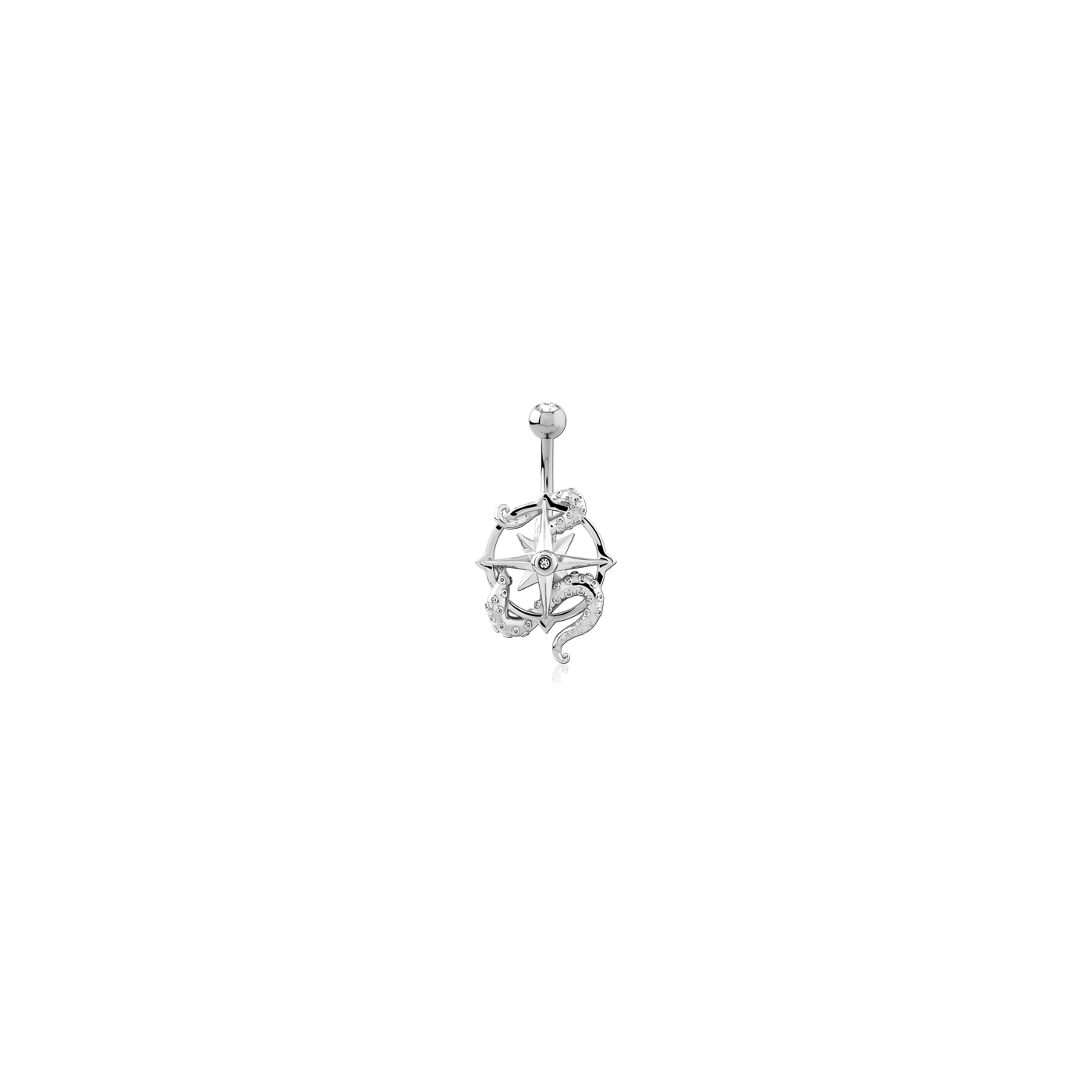 FLOWER OF THE WINDS WITH OCTOPUS TENTACLE - NAVEL EARRING FLOWER OF THE WINDS WITH OCTOPUS TENTACLE - NAVEL EARRING