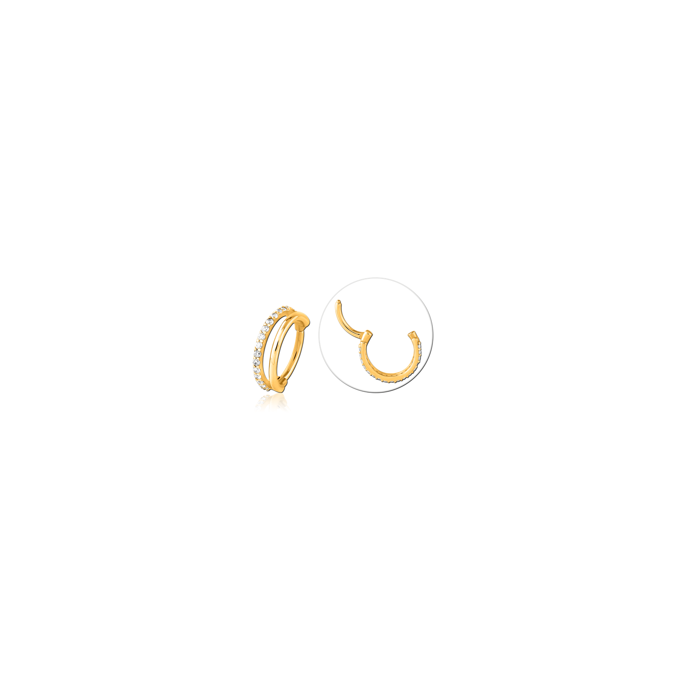 DOUBLE CRYSTAL CLICKER - EAR - GOLD DOUBLE CRYSTAL CLICKER - EAR - GOLD