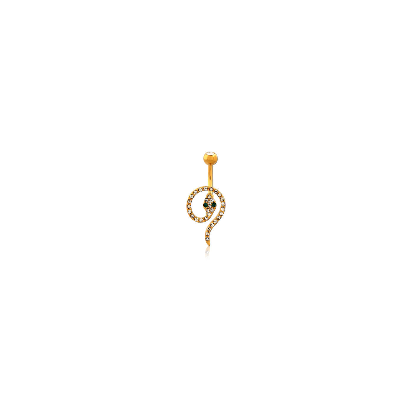 SNAKE WITH 2 DIFFERENT CRYSTALS - NAVEL EARRING - GOLD SNAKE WITH 2 DIFFERENT CRYSTALS - NAVEL EARRING - GOLD