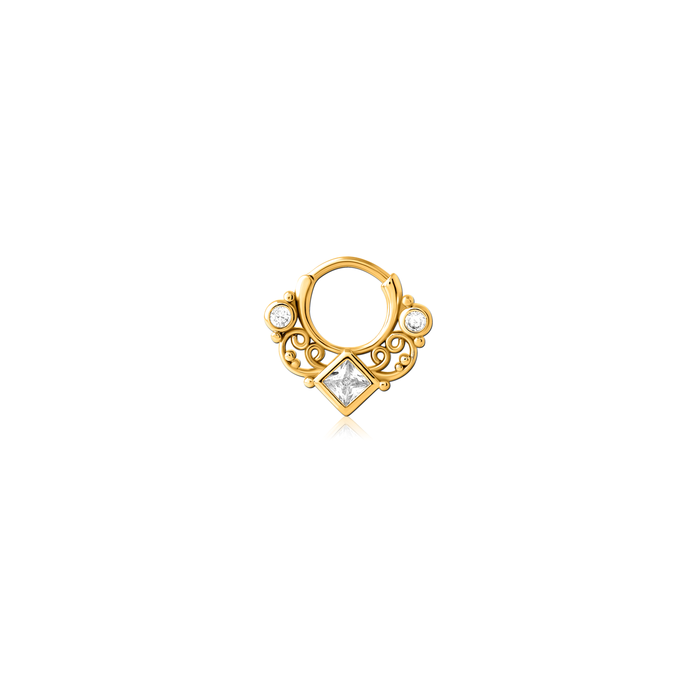 BIG ORNAMENT WITH CRYSTAL - CLICKER - NOSE - GOLD BIG ORNAMENT WITH CRYSTAL - CLICKER - NOSE - GOLD