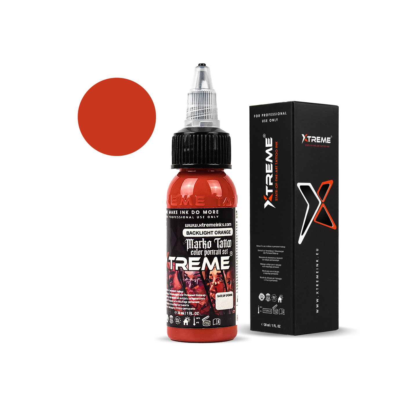 XTreme Ink - MARKO TATTOO - Backlight Orange - 30ml (Reach Compliant)