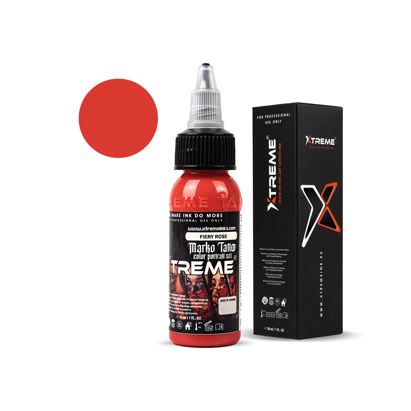 XTreme Ink - MARKO TATTOO - Fiery Rose  - 30ml (Reach Compliant)