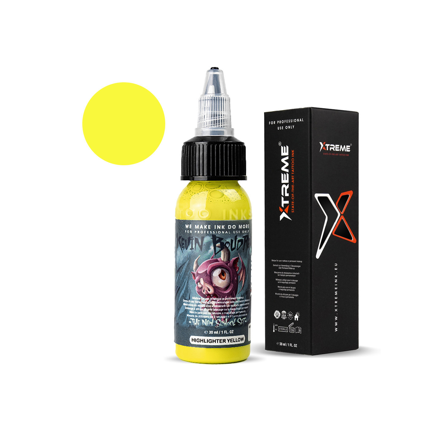 XTreme Ink - KEVIN BOUDREALU - Highlighter Yellow  - 30ml (Reach Compliant)