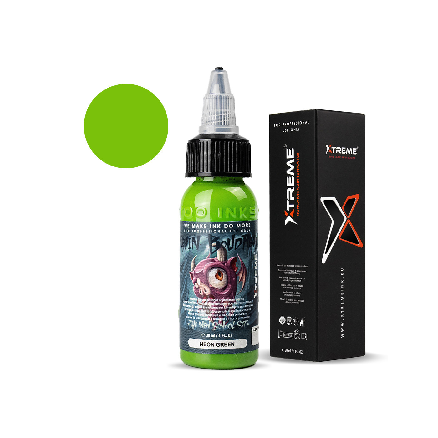 XTreme Ink - KEVIN BOUDREALU - Neon Green  - 30ml (Reach Compliant)