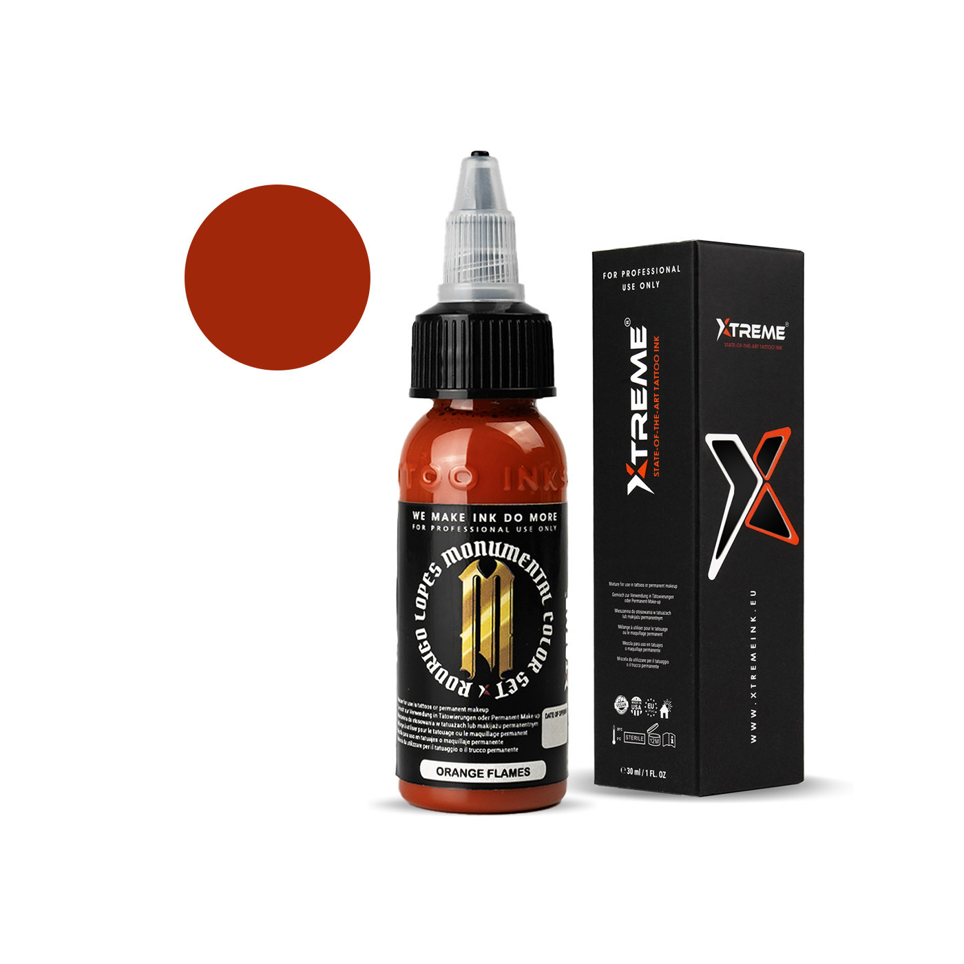 XTreme Ink - RODRIGO LOPES - Orange Flames - 30ml (Reach Compliant) XTreme Ink - RODRIGO LOPES - Orange Flames - 30ml (Reach Compliant)