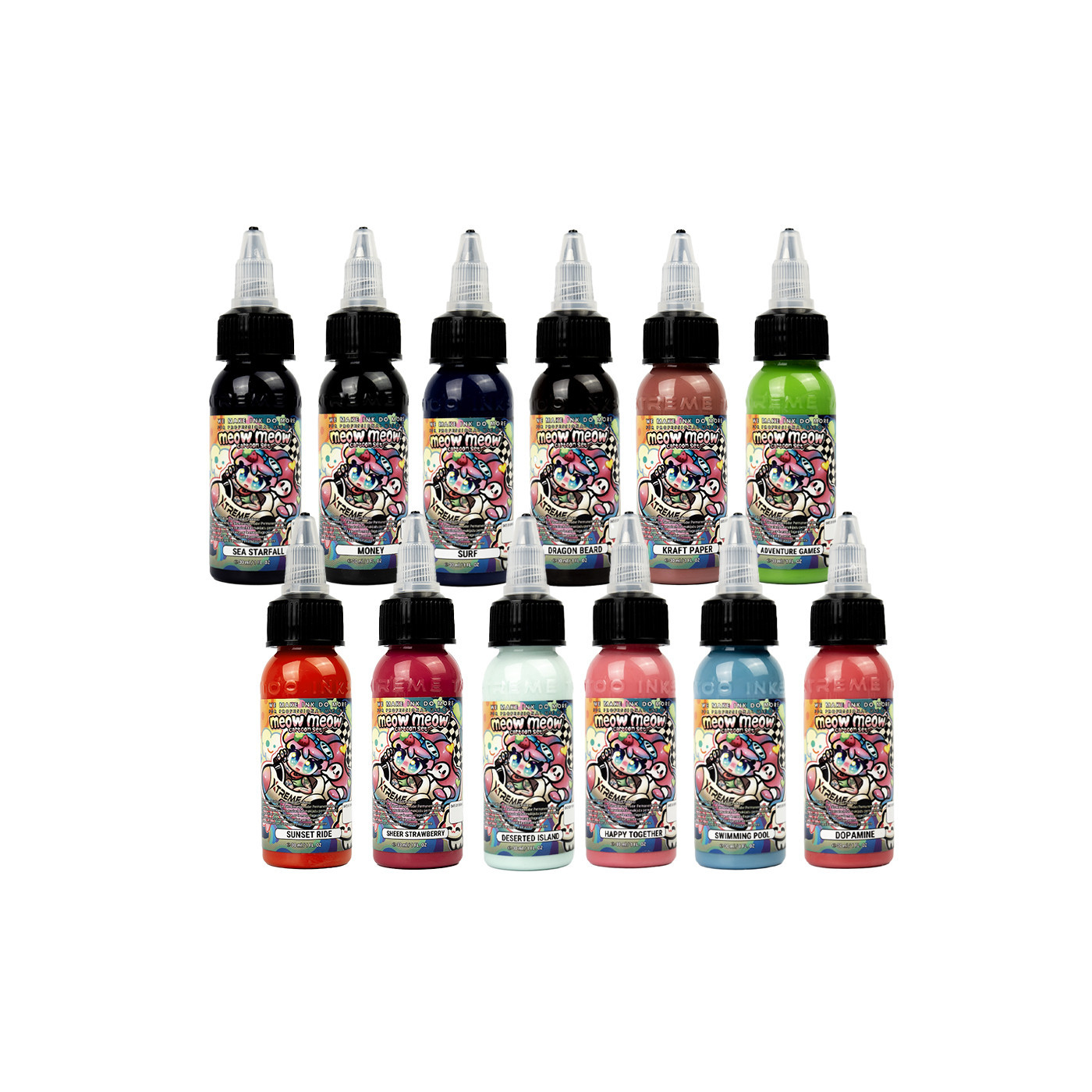 XTreme Ink - MEOW MEOW Cartoon Set  12x30ml (Reach Compliant)