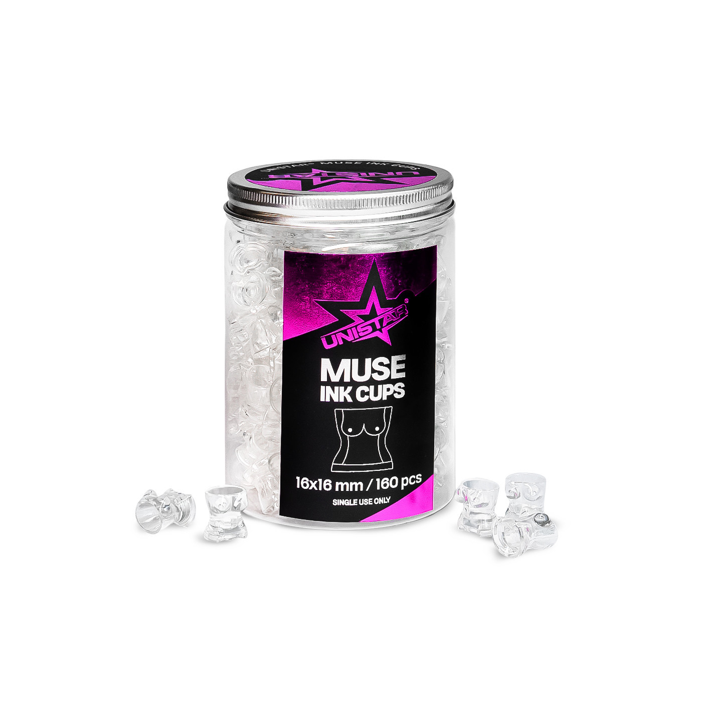 Unistar Plastic Ink Cups Muse 16mm 160pc. Unistar Plastic Ink Cups Muse 16mm 160pc.
