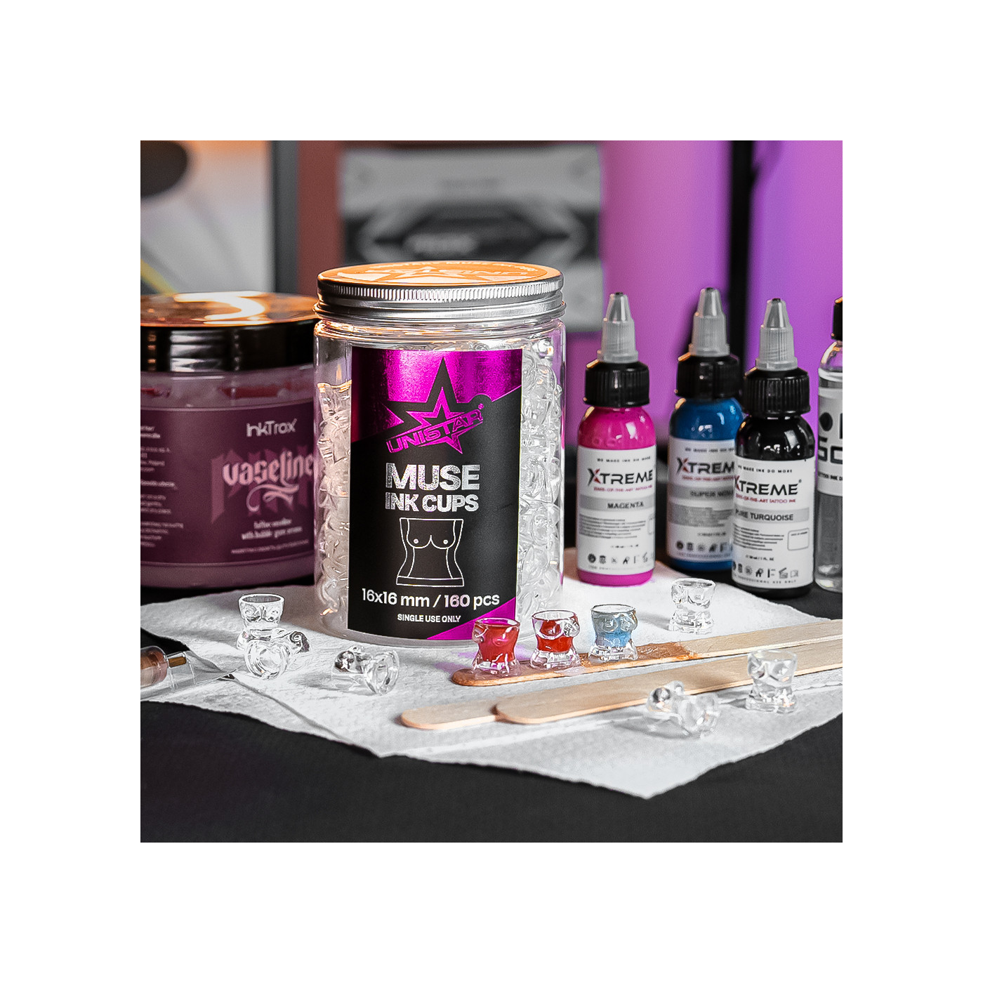 Unistar Plastic Ink Cups Muse 16mm 160pc. Unistar Plastic Ink Cups Muse 16mm 160pc.