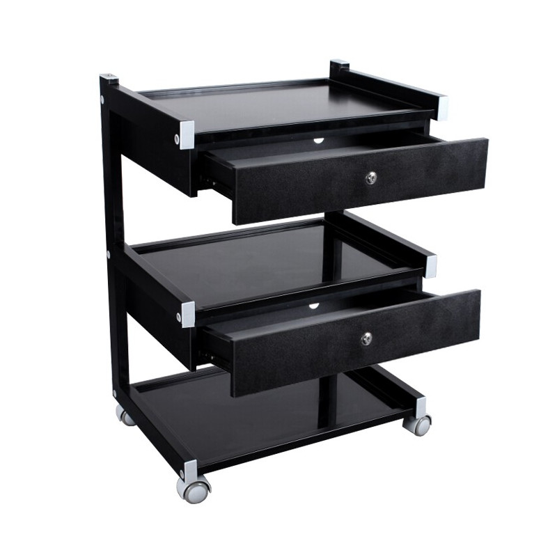 stolik-na-kolkach-z-3-polkami-i-2-szufladami-hummer-black