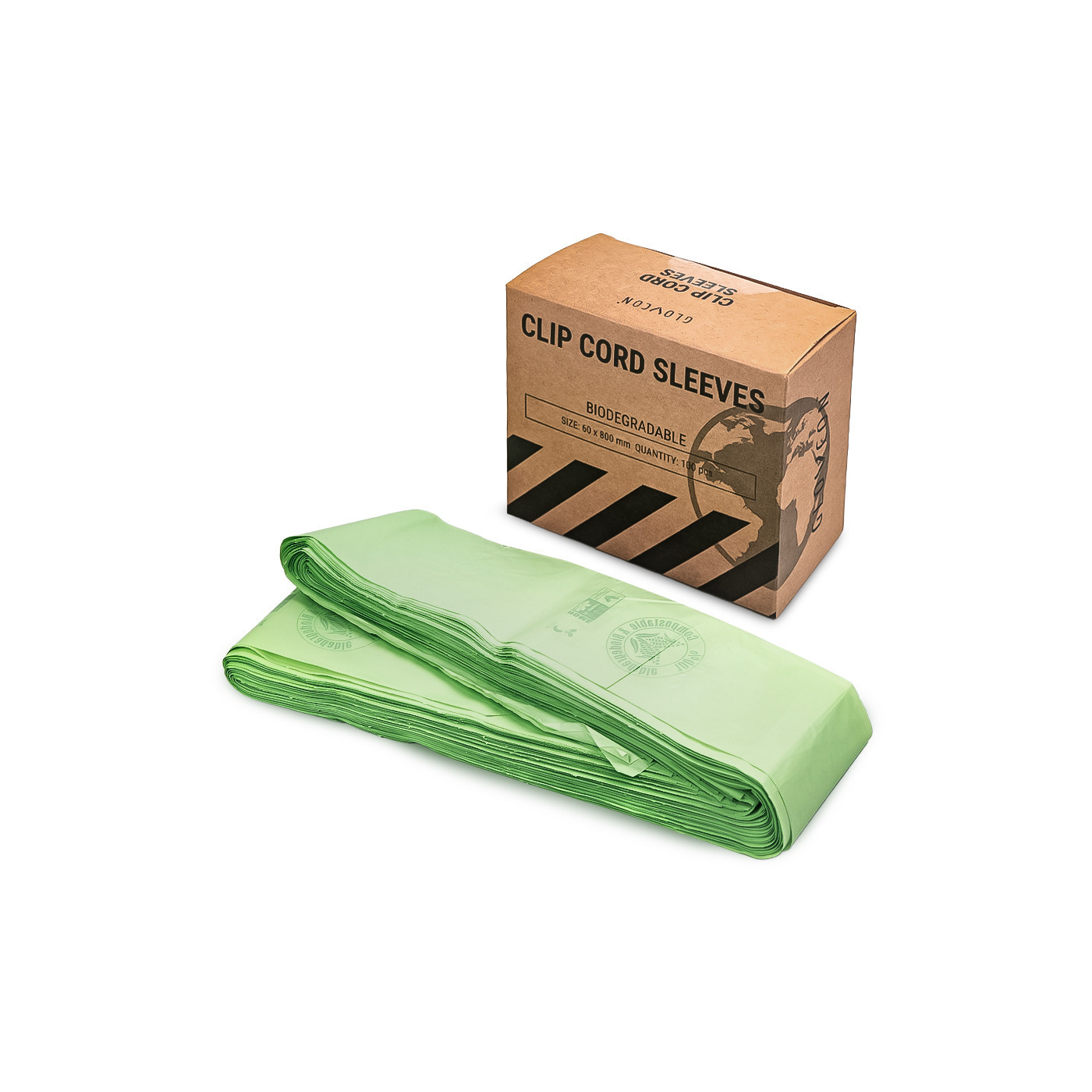 Biodegradable Clip Cord Sleeves 6 x 80cm - 100pcs