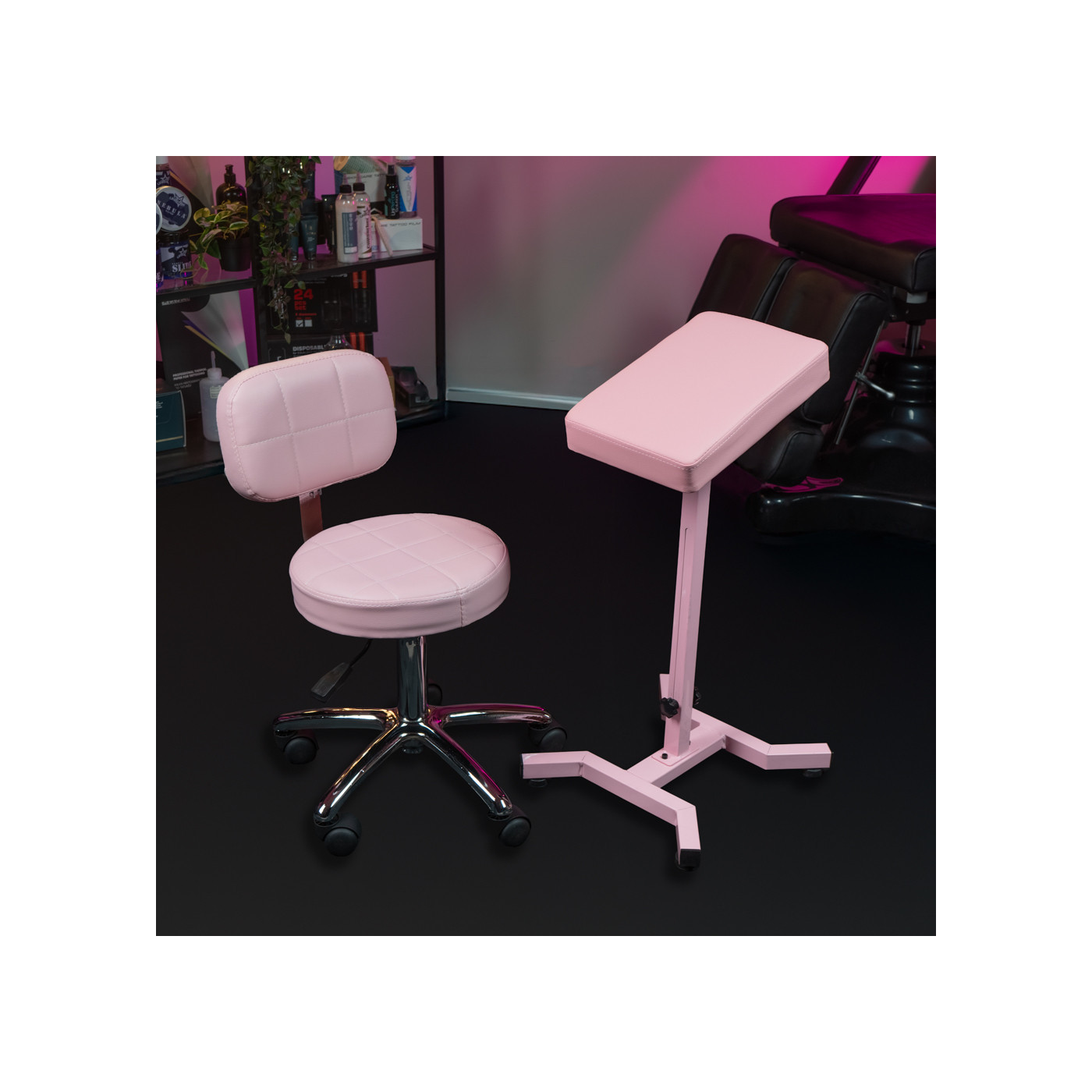 Rotary stool with backrest pink Rotary stool with backrest pink