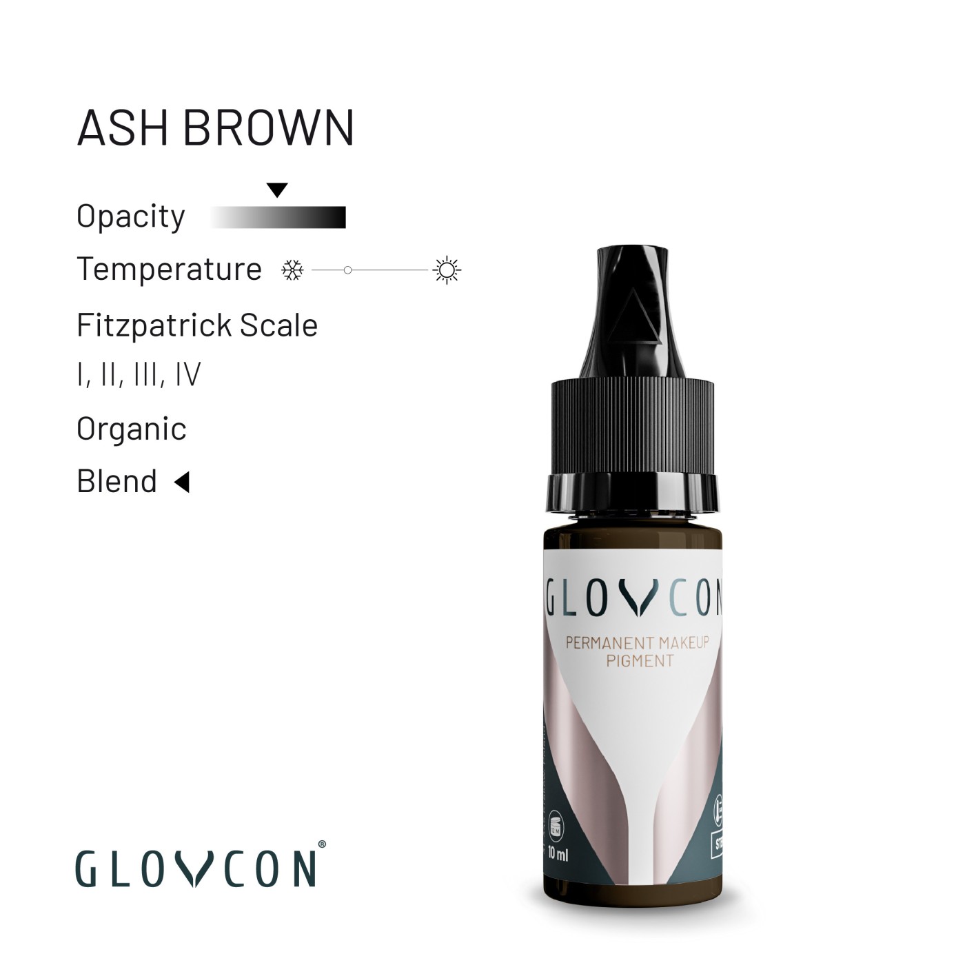 GLOVCON® PMU Pigments - Ash Brown 10ml GLOVCON® PMU Pigments - Ash Brown 10ml