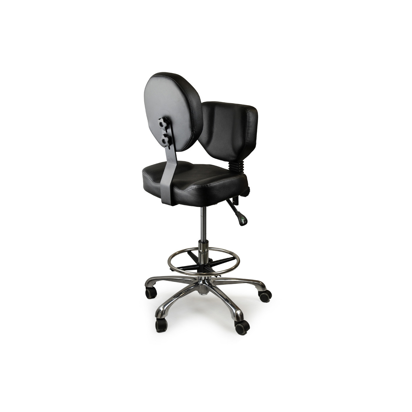 Regulowany taboret obrotowy z podparciem na klatkę BLACK Regulowany taboret obrotowy z podparciem na klatkę BLACK