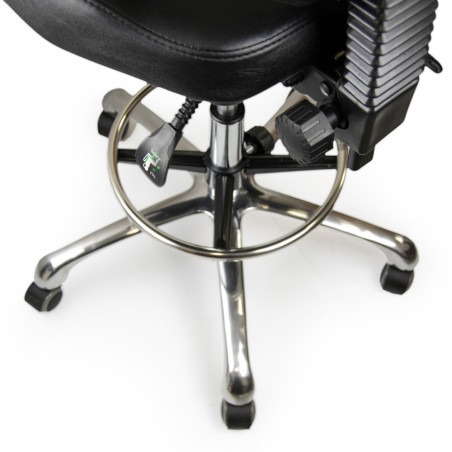 Regulowany taboret obrotowy z podparciem na klatkę BLACK