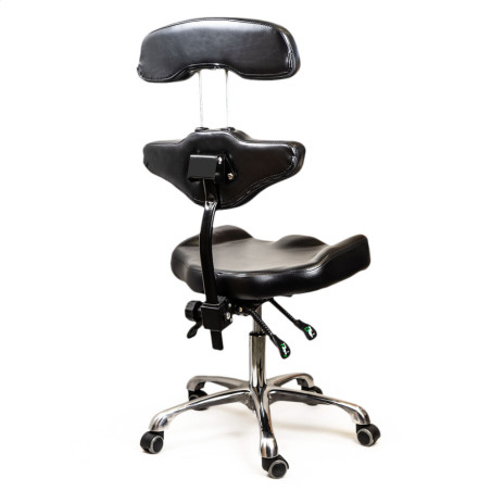 ERGON PRO Adjustable swivel stool with backrest - Black