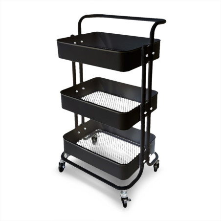 Mobile assistant with 3 shelves - Black
