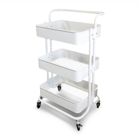 Mobile assistant with 3 shelves - White