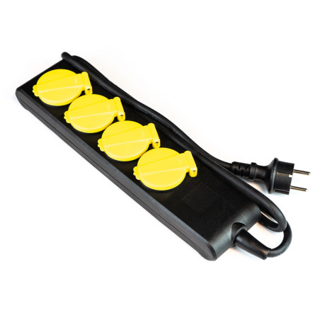 Electric strip - 4 sockets - Black/Yellow