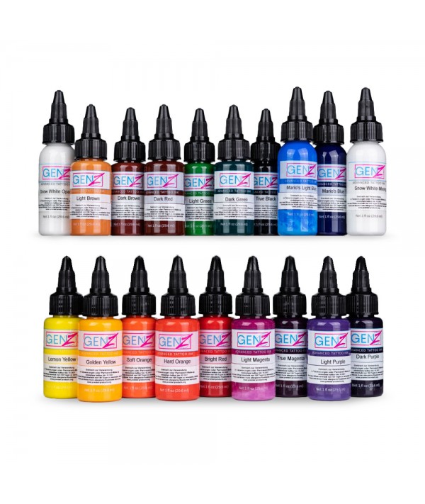 Intenze Ink Gen-Z - Color Tattoo Ink Set - 19x30ml - Kwadron Tattoo Needles  and Supplies